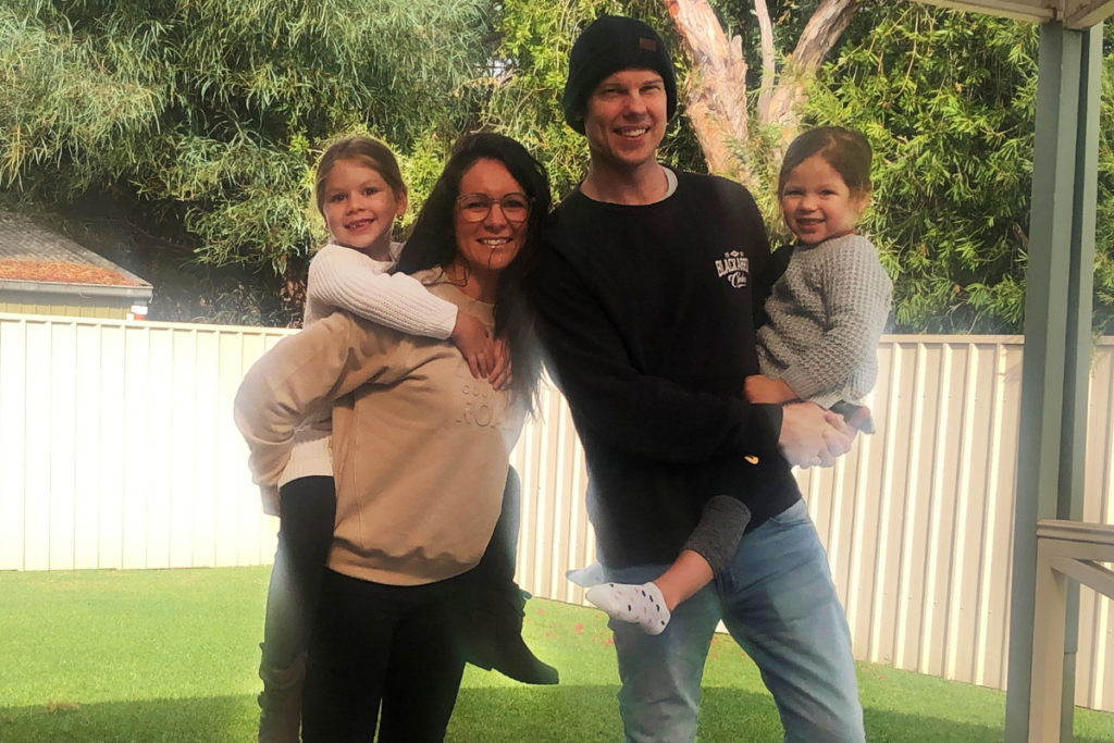 James with his wife and two daughters