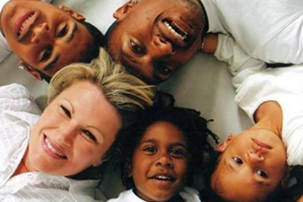 Sandi with a group of children
