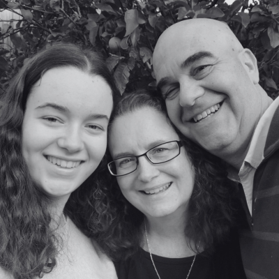 Celestino, pictured with his wife and daughter