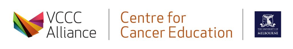 VCCC Alliance, Centre for Cancer Education, University of Melbourne logos